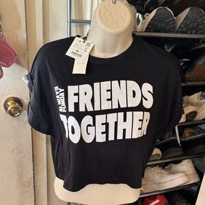 Zara Black and White Graphic Crop Top